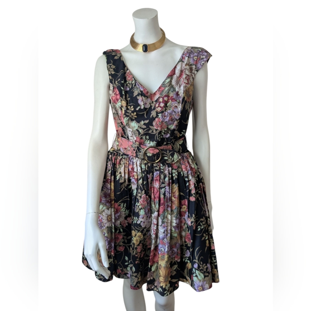 Steppin' Out Black Floral Vintage Dress